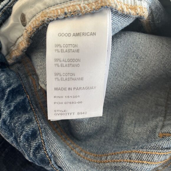 Good American Women’s Straight Jeans High Rise Sz 8 Inseam 27 Blue Stretch Denim - Picture 11 of 12